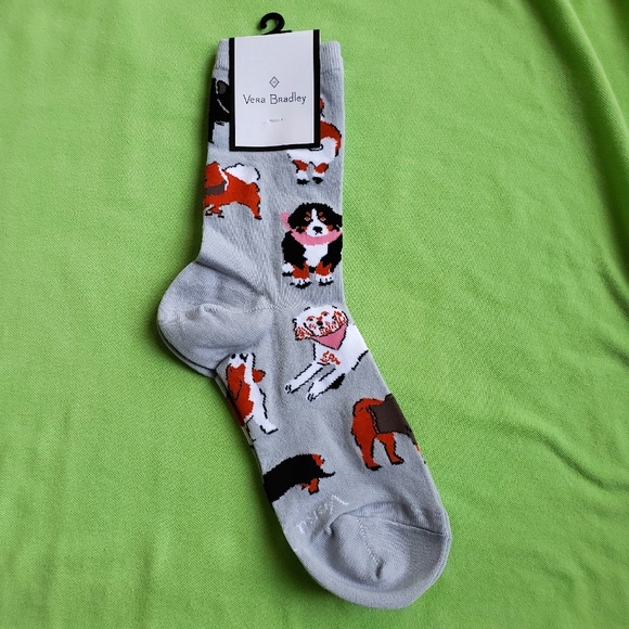 VERA BRADLEY DOG SHOW DOGS CREW SOCKS 2-PAIRS:NWT - Picture 1 of 10
